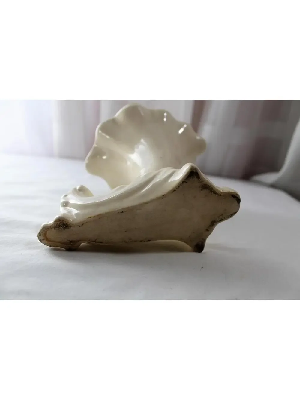 Vintage McCOY Horn O' Plenty Cornucopia Vase, Planter, Creamy White, 1940s